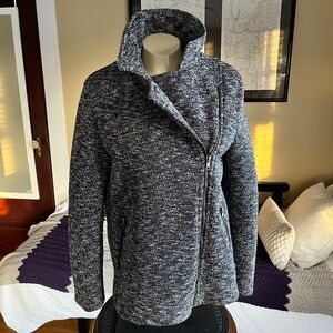 RARE James Jeans Boyfriend Moto Coat Black White Melange USA